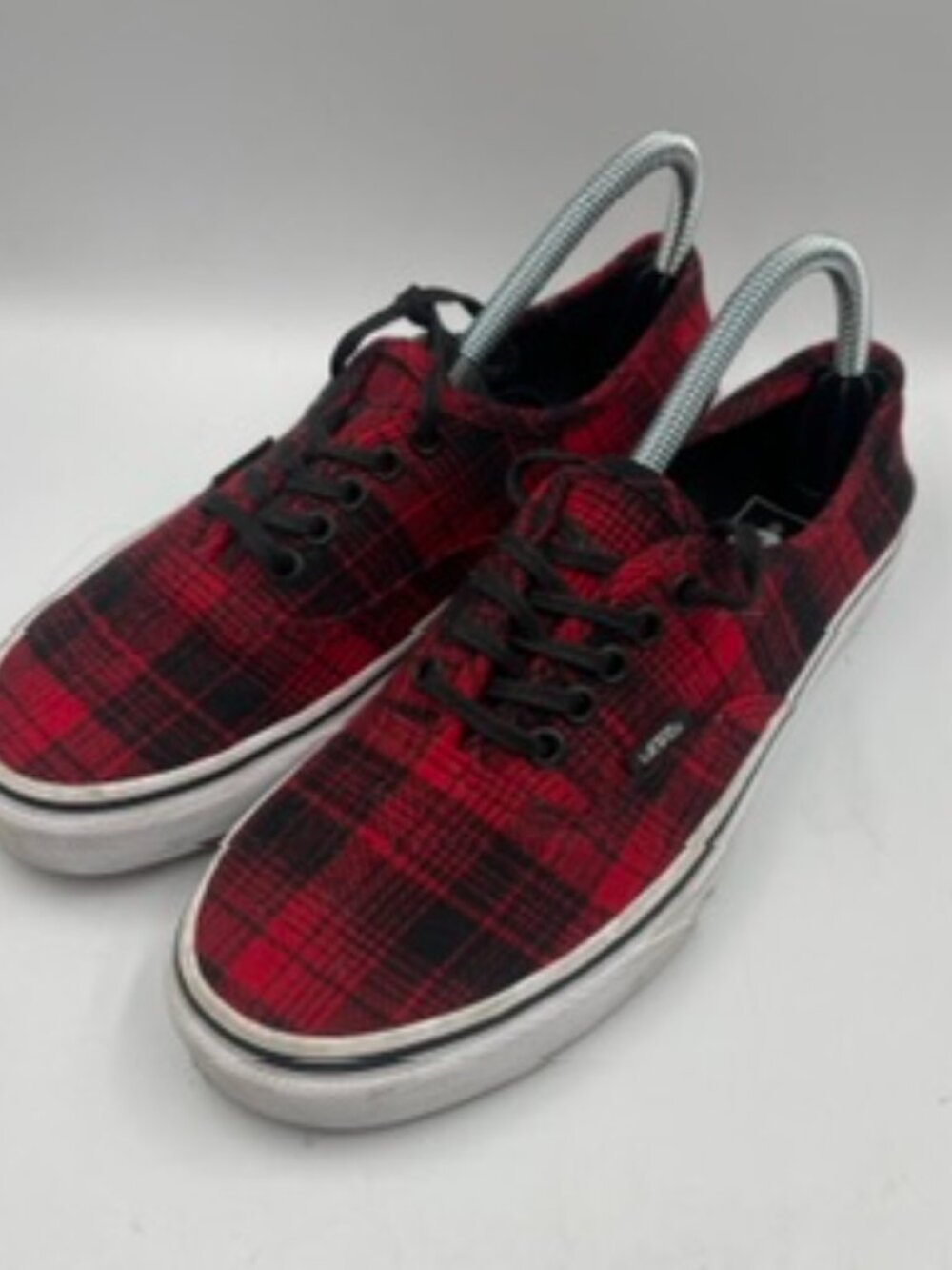 Vans Authentic Flannel Sneakers Unisex W8 M6.5 Red & Black Plaid low top lace up